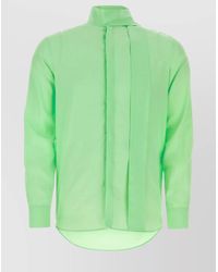 Valentino Garavani - Silk Shirt With Long Sleeves And High Collar - Lyst