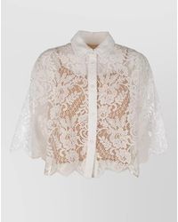 Michael Kors - Short Sleeve Lace Sheer Collared Shirt - Lyst
