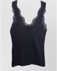Stella McCartney - Lace Trim Satin V Neck Top - Lyst