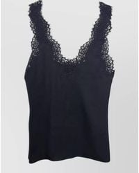 Stella McCartney - Lace-Trimmed V-Neck Sleeveless Slim-Fit Top - Lyst