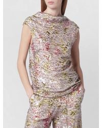 Alberta Ferretti - Floral Sequin Round Neck Sleeveless Top - Lyst