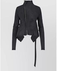 Rick Owens - Denim Asymmetric High Neck Single Breasted Coat - Lyst