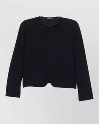 Emporio Armani - Textured Round Neck Long-Sleeve Cardigan - Lyst