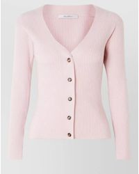 Max Mara - V Neck Wool Cashmere Ribbed Top - Lyst