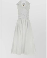 Patou - Faille Midi Dress Sleeveless Wrap Design - Lyst