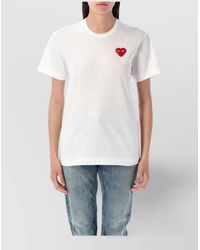COMME DES GARÇONS PLAY - Cotton Rhinestone Heart Short Sleeve T-Shirt - Lyst