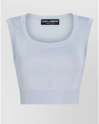 Dolce & Gabbana - Silk Cropped Square Neck Sleeveless Knitted Top - Lyst