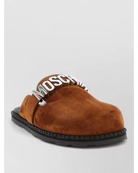 Moschino - Suede Open Toe Flat Sole Slides - Lyst