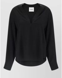 Nude - Viscose Relaxed-Fit V-Neck Long-Sleeve Blouse - Lyst