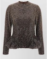 ROTATE BIRGER CHRISTENSEN - Sequin Embellished Peplum Hem Long Sleeve Top - Lyst