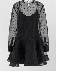 Ganni - Organza Circle Collar Dress Sheer Overlay - Lyst
