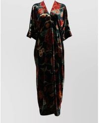 Pierre Louis Mascia - Silk Printed V-Neck Maxi Dressing Gown - Lyst
