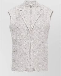 Panicale - Knit Blazer Sequin Lapel Open Sleeveless - Lyst
