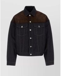 Prada - Suede Leather And Denim Blouson - Lyst