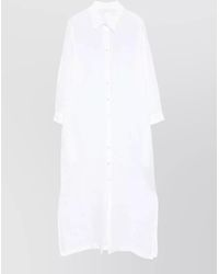 120% Lino - Linen Longline Shirt Dress Side Slits - Lyst