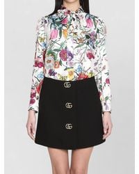 Gucci - Silk Floral-Print Long-Sleeve Blouse - Lyst