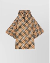 Burberry - Checked Hooded Cape Jacket - Lyst