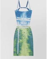 DIESEL - Square Neck Sleeveless Cotton Blend Dress - Lyst