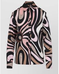 Emilio Pucci - Abstract Pattern Silk Shirt With Long Sleeves - Lyst