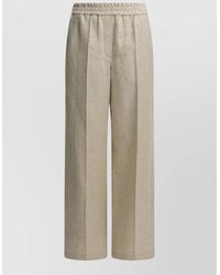 Brunello Cucinelli - Linen Blend Wide-Leg Trousers - Lyst