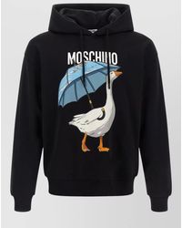 Moschino - Goose Graphic Hoodie Ribbed Cuffs Hem Hood - Lyst