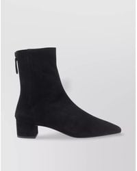 Aquazzura - Pointed Toe Suede Ankle Boots With Block Heel - Lyst