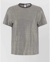 Brunello Cucinelli - Collar Detail Striped Short Sleeve T Shirt - Lyst