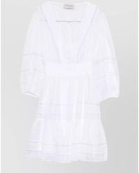ERMANNO FIRENZE - V-Neck Three-Quarter-Sleeve Tiered Mini Dress - Lyst