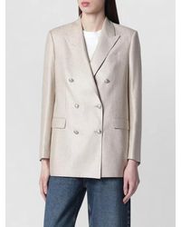 Tagliatore - Double Breasted Metallic Blazer Notch Lapels - Lyst