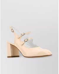 CAREL PARIS - Leather Almond Toe Block Heel Pumps - Lyst