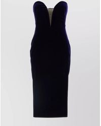 Tom Ford - Strapless Velvet Midi Dress With Fitted Silhouette - Lyst
