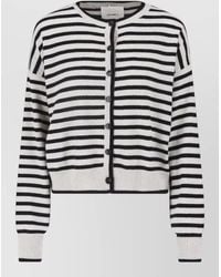Lisa Yang - Cashmere Striped Crewneck Cardigan - Lyst