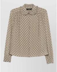 Gucci - Silk Gg Logo-Print Ruffled Long-Sleeve Shirt - Lyst