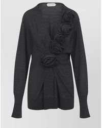 Alberta Ferretti - Virgin Wool V-Neck Draped Long-Sleeve Jumper - Lyst