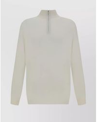 Brunello Cucinelli - Cashmere Ribbed Half-Zip High-Collar Sweater - Lyst