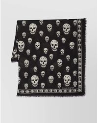 McQueen - Wool Scarf With Biker Skull Pattern - Lyst