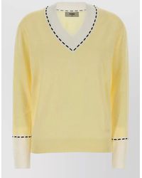 Fendi - Wool Blend Sweater V Neck Long Sleeves - Lyst