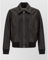 Ami Paris - Ami De Coeur Leather Bomber Jacket - Lyst