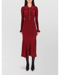 Self-Portrait - Ribbed Knit Midi Dress Collar Detail - Lyst