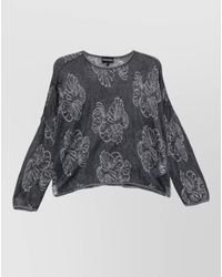Emporio Armani - Floral Crewneck Sweater Lightweight Knitwear - Lyst