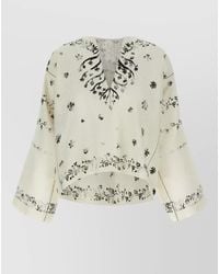 Alberta Ferretti - Fortuny V Neck Floral Lightweight Jacket - Lyst