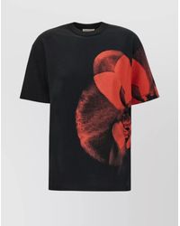 McQueen - Ribbed Loose-Fit Printed Cotton T-Shirt - Lyst