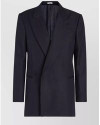 McQueen - Lapel Coat With Button Cuffs And Pockets - Lyst