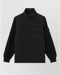 Stone Island - Quilted Jacket High Neck Ribbed Sleeves - Lyst