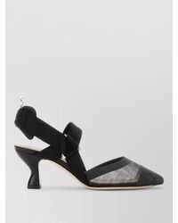 Fendi - Mesh Ff Logo Print Slingback Pumps - Lyst