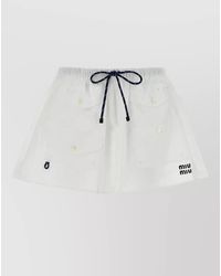 Miu Miu - Cotton Mini A-Line Skirt - Lyst
