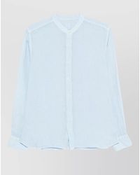 120% Lino - Slim Fit Shirt Mandarin Collar Long Sleeves - Lyst