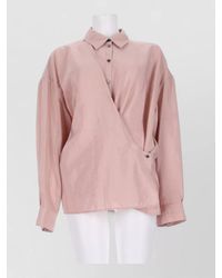 Lemaire - Silk Draped Long-Sleeve Shirt - Lyst