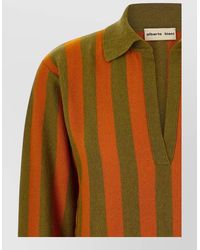 Alberto Biani - Cashmere Striped Long-Sleeve Polo Top - Lyst