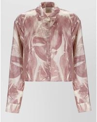 Alysi - Silk Shirt Abstract Print Collared Neck Long Sleeves - Lyst